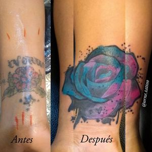 Tattoo cover up rose acuarela color