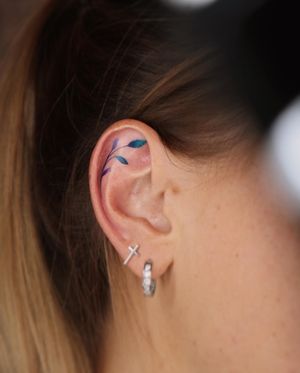 Tiny color ear tattoo #eartattoo #colortattoo #inked