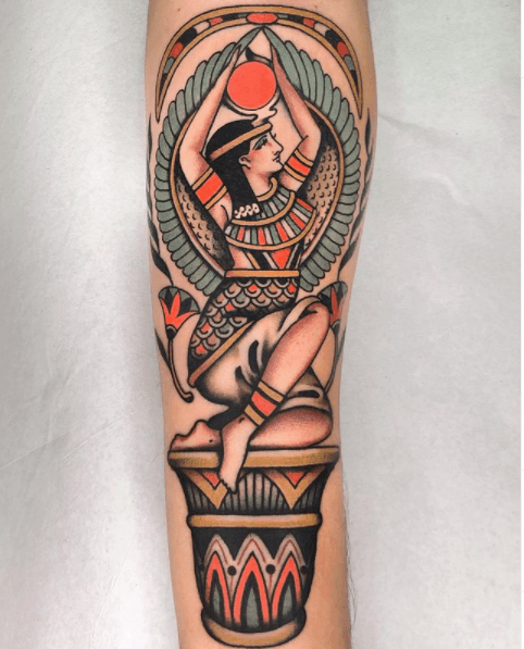 Tattoo uploaded by Dave Cook • Egyptian inspired lower leg sleeve