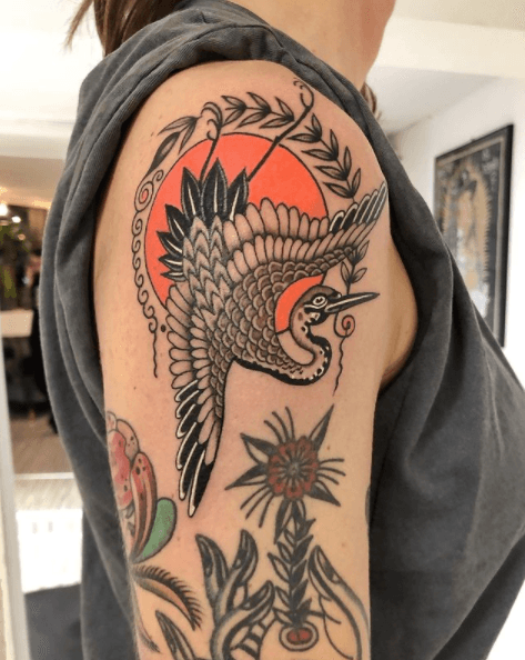 Rate This Sandhill Cranes Tattoo 1 to 100  Forearm band tattoos Crane  tattoo Engraving tattoo