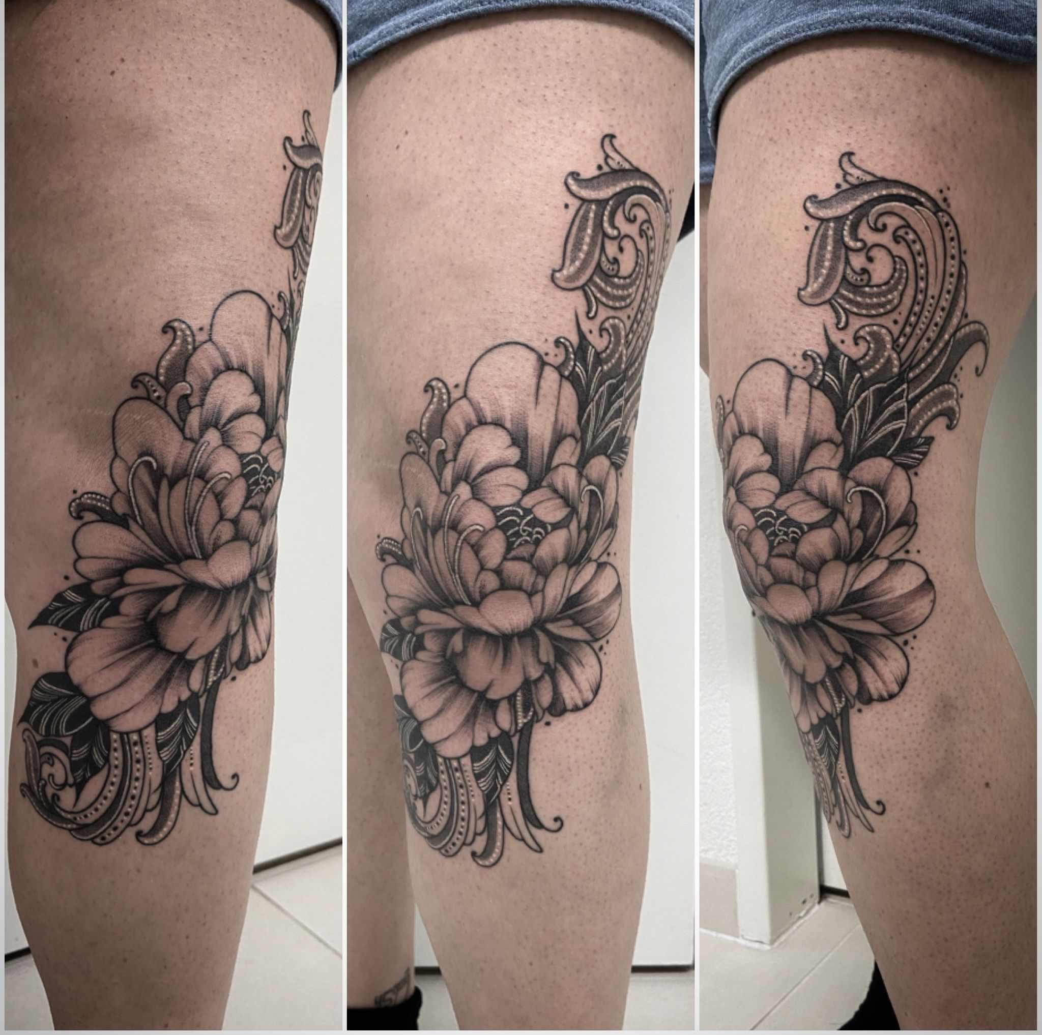 Tattoo tagged with centipede flower snake outline knee peony thigh  line blackw woman leg heart  inkedappcom