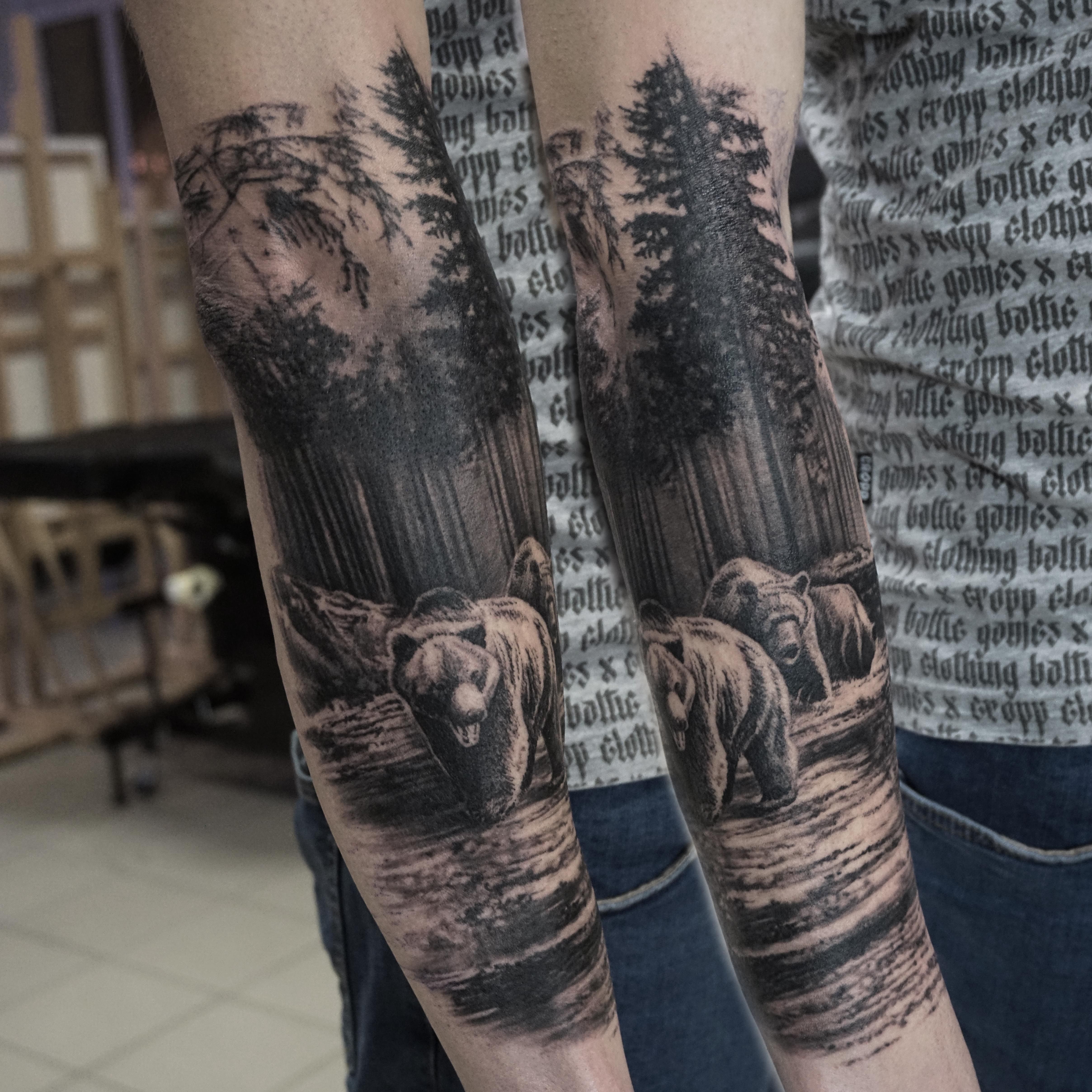 Bear in forest tattoo by Mo Ganji  Post 30004