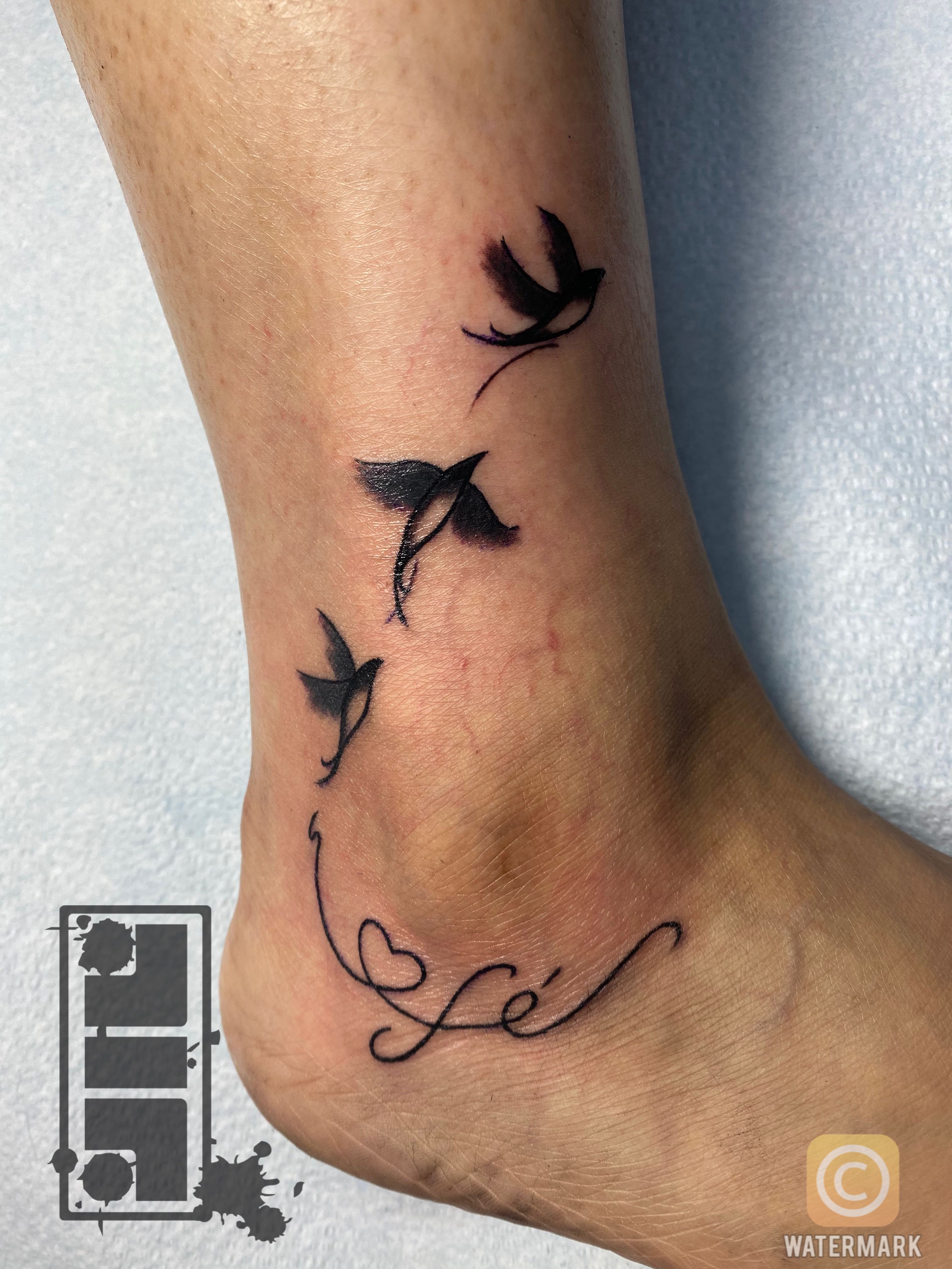 Name tattoo with bird  Name tattoo Tattoos Triangle tattoo