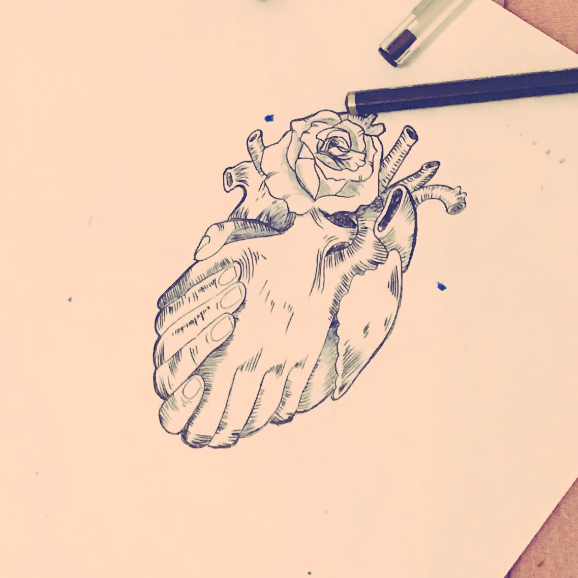 Hand Crushing Heart Drawing