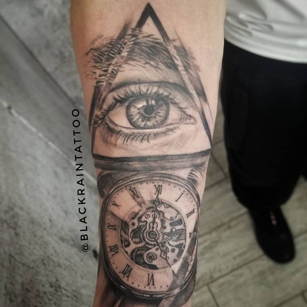 Fake Tattoos Temporary Decal Tattoo Sticker Tiger Eye Clock Large Leg Full  Arm | eBay