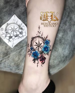 Pusula & Çiçek Dövmesi - Compass & Flower Tattoo (Dövme Kapatma)
