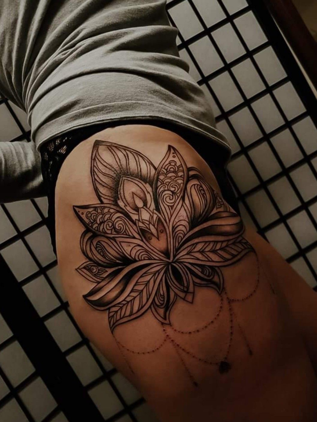 Lotus flower hip tattoo  Flower hip tattoos Floral hip tattoo Flower  thigh tattoos