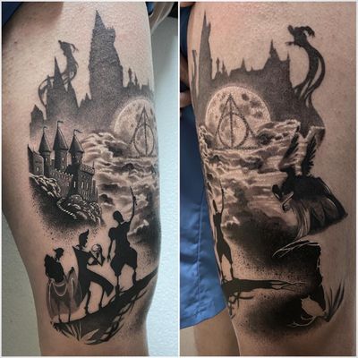 #tattoo #tattoooftheday #tatouage #photooftheday #harrypotter #harrypottertattoo #3brothers #thedeathlyhallows #thedeathlyhallowstattoo #castletattoo #castle #dot #dotworktattoo #dotworkers #dottattoo #lausanne #lausannetattoo #tattoolausanne #fann_ink 