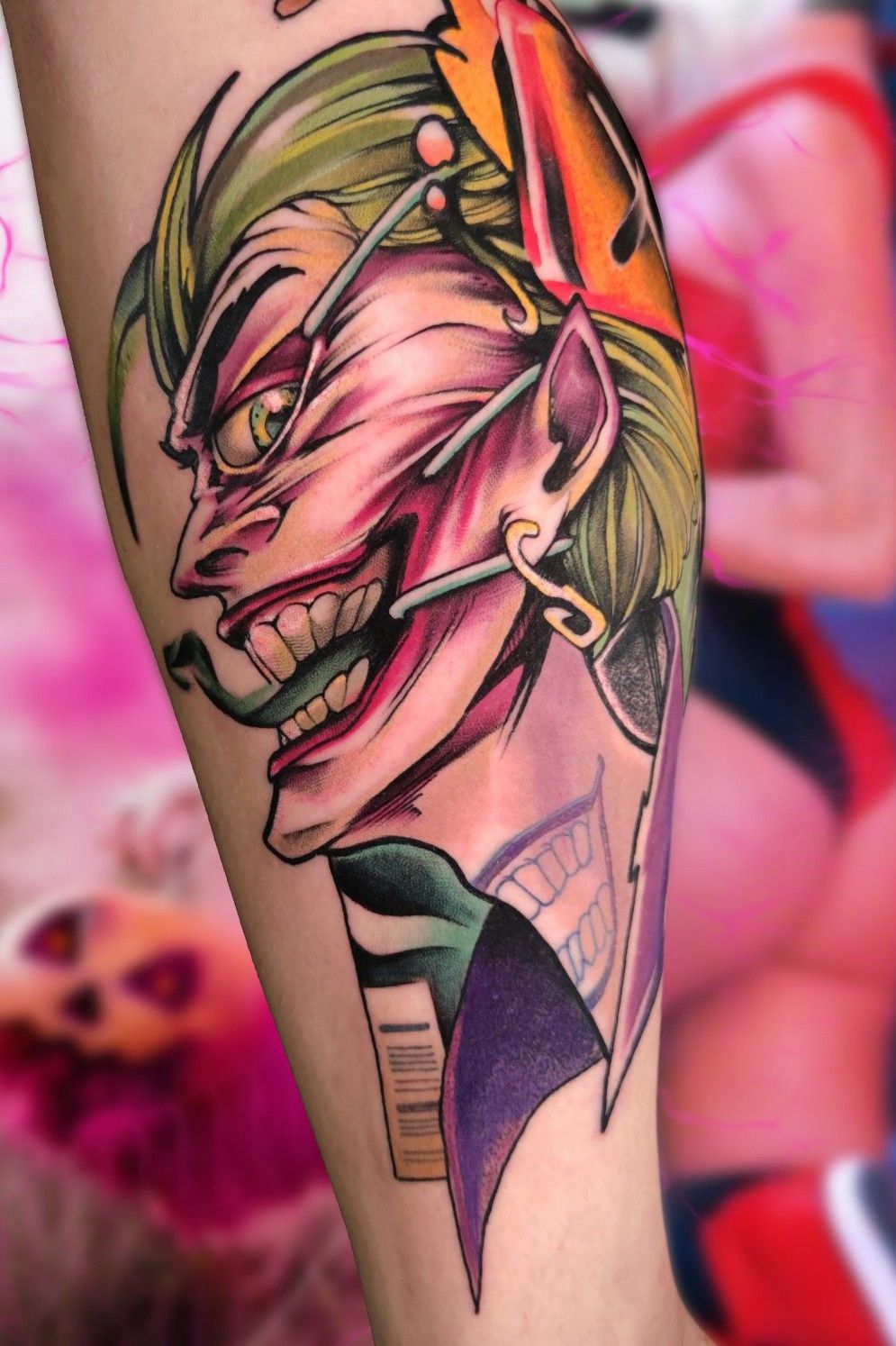 Joker Play Card Tattoo On Leg By XeraMiyanara