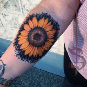 Realism sunflower tattoo