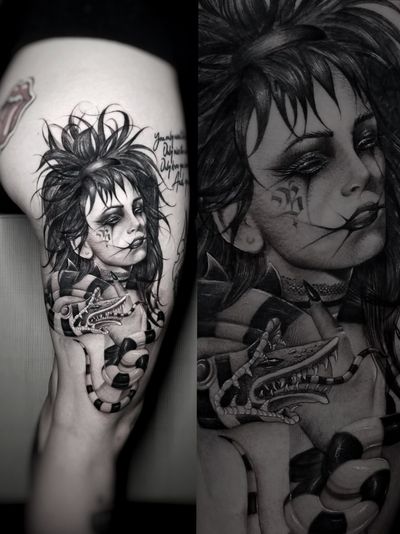 #beetlejuice #lydiadeetz #blackandgrey #blackandgray #tattoos #tattoo #damienart