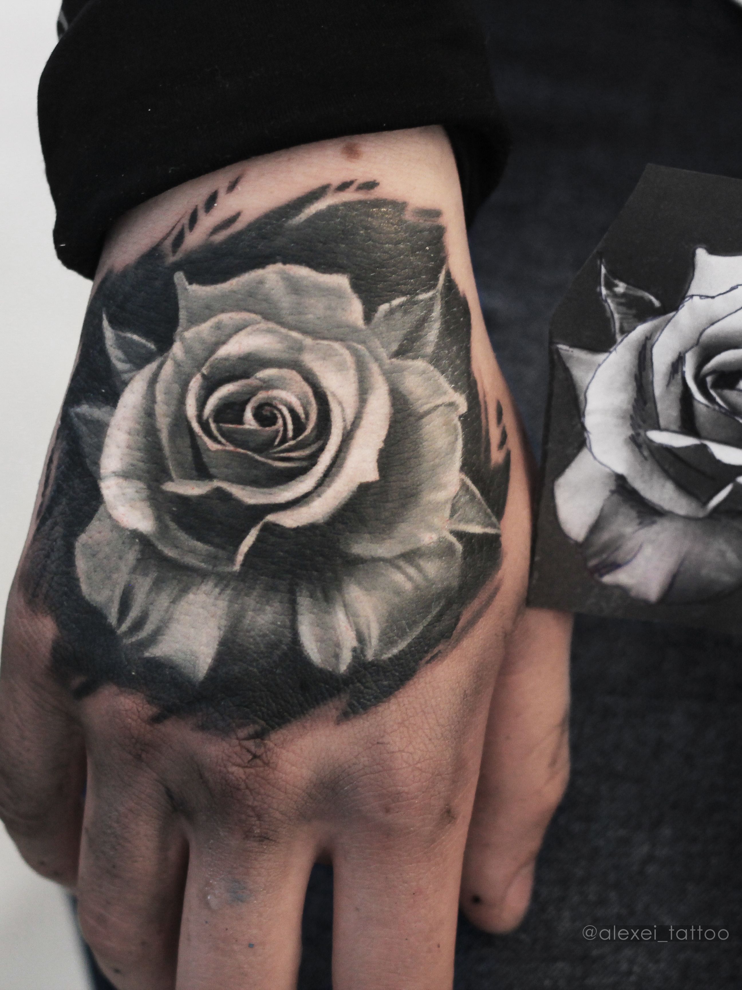 Black and Grey Rose Tattoo Idea  BlackInk AI