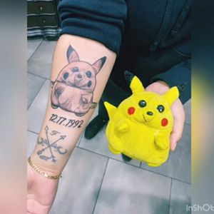Tribute to my brother. Tattooed his favorite childhood toy (pikachu). R.I.P #pickachu#tribute#rip #rebelinktattoo