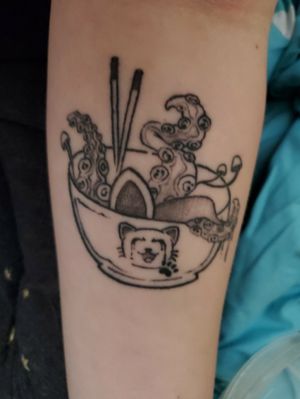 A ramen bowl with tentacles coming out