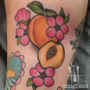 Tattoo by Doug Hand #DougHand #neotraditional #cherryblossom #peach