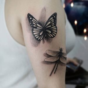 4d Butterfly and dragonfly tattoo