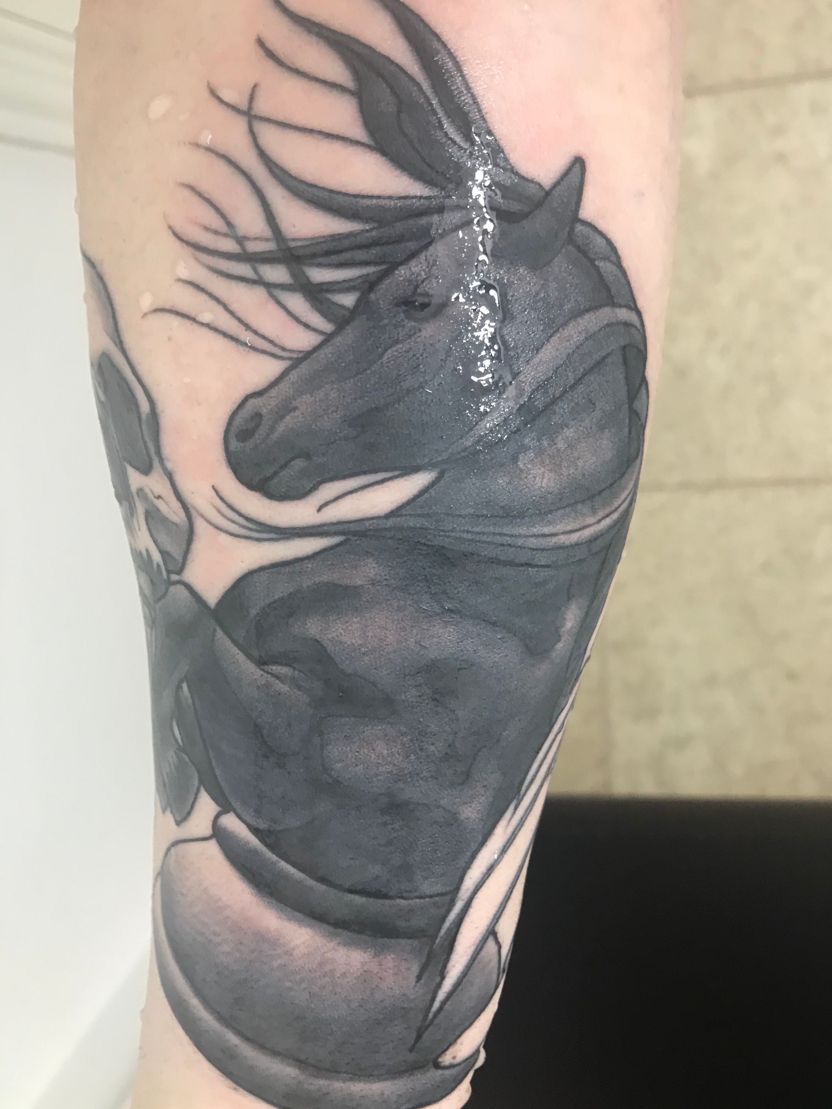 Beautiful Simple Dark Horse Tattoo Idea