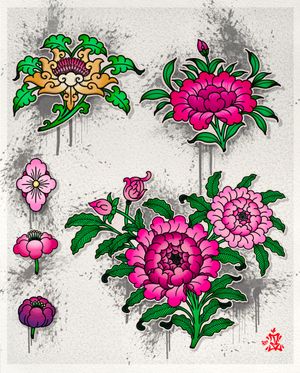 Tibetan floral designs. 