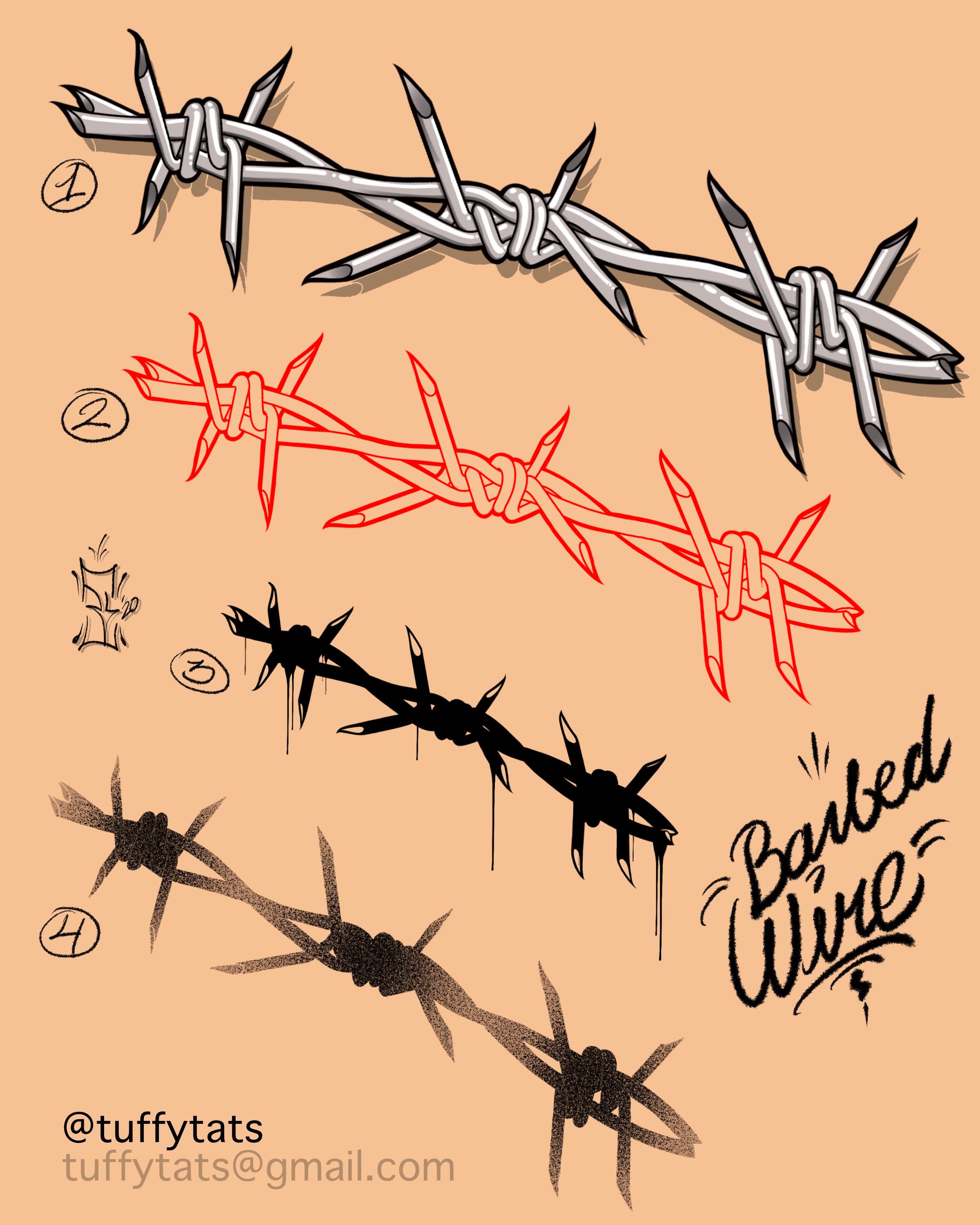 Free Vector  Barbed wire pack of six  Sharpie tattoos Tattoo flash art  Tattoo design drawings