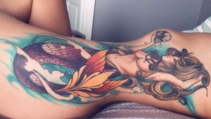 My mermaid tattoo by Josh Keyser in Birmingham, AL #mermaid #mermaidtattoo #neotraditional #skull 