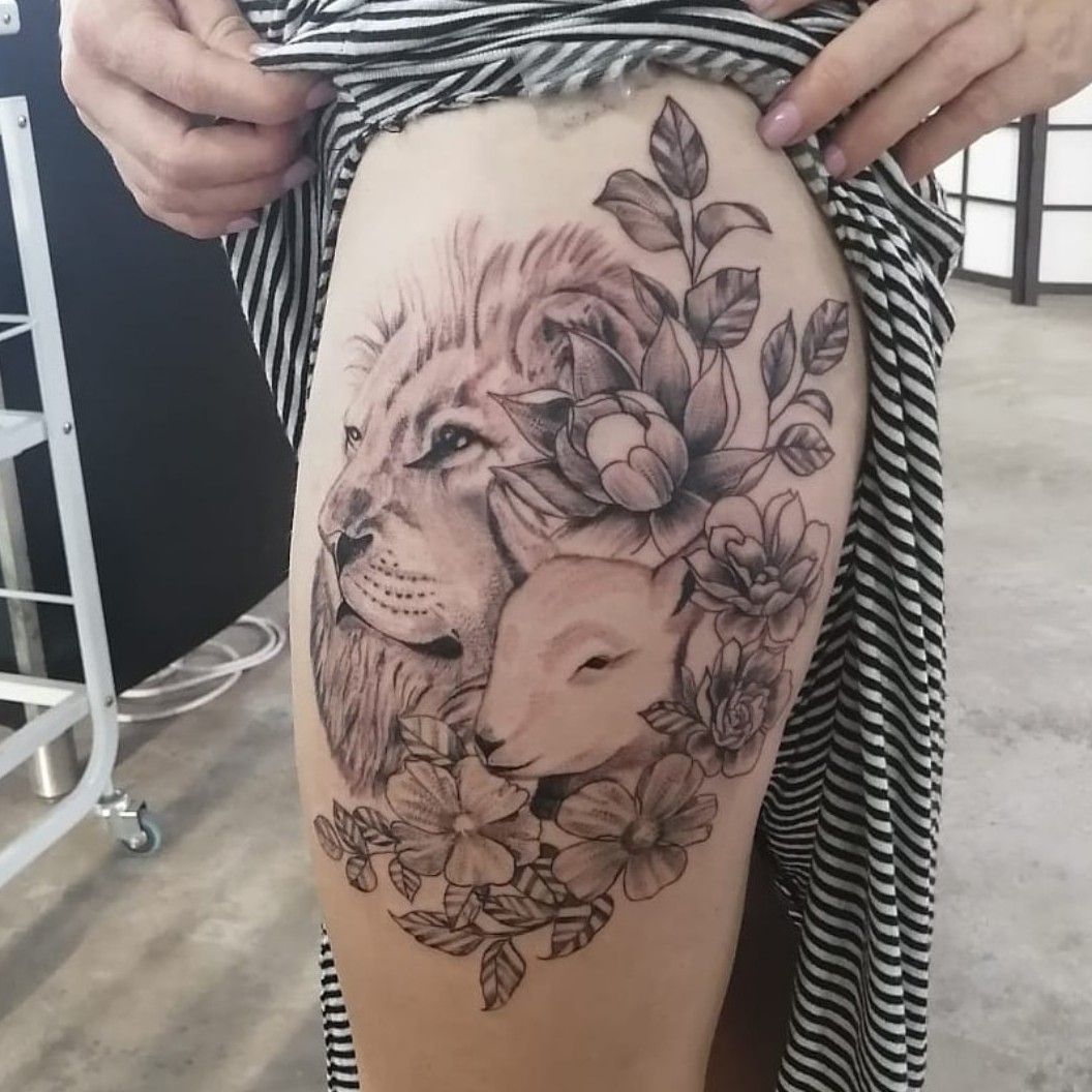 Lion and the lamb by  Dark Age Tattoo Studio  Facebook