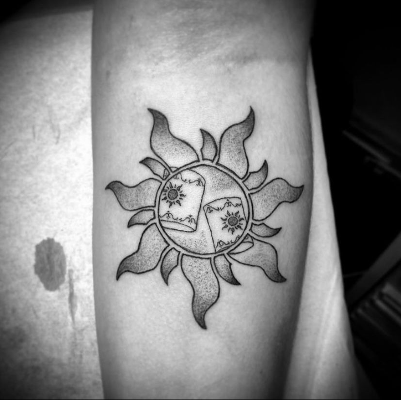 Tangled sun tattoo  Hand tattoos Tattoos Tangled tattoo