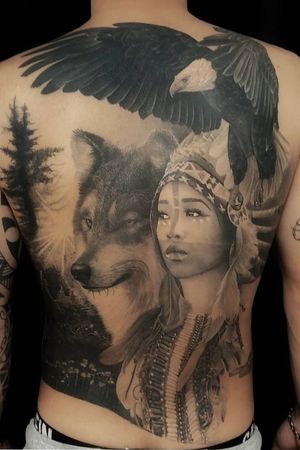 Freedom / Libertad #eagle #wolf #indian #forest #fullback #realismtattoo #realistictattoo #realtattoo #tatuajerealismo #tatuajereal #tatuajerealista #barcelonatattoo #tattoobarcelona #barcelonatatuajes #tatuajesbarcelona #bcnttt #bcntattoo #bcntatuaje #tattoobcn #tatuajebcn