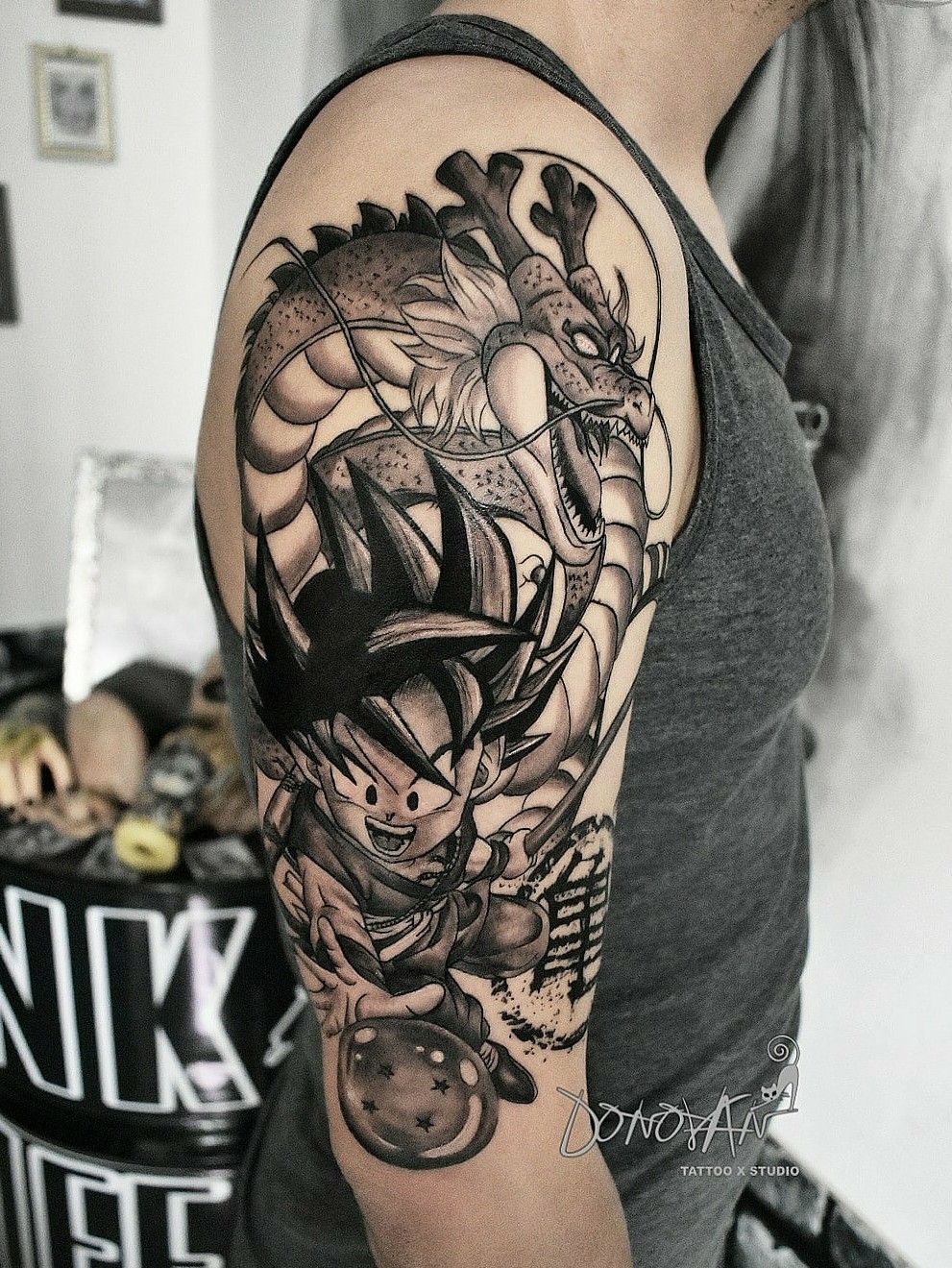 Tattoo uploaded by DONOVAN TATTOO'S • ????GOKU & Shenlong ???? •Hecho en 2  días, 9 horas Contento de realizar este hermoso proyecto ???????????? #dragonball  #dragonballtattoo #goku #shenlong #shenlongtattoo #sombrastattoo  #animetattoo #tattooink #tatuajestunja ...
