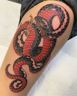 Tattoo by Beau Brady #BeauBrady #traditional #japanese #japaneseinspired #snake #reptile #animal