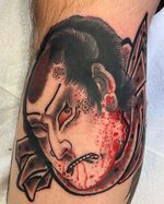 Tattoo by Beau Brady #BeauBrady #japanese #japaneseinspired #namakubi #severedhead #samurai #blood 