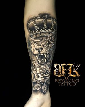 Aslan & Gül Dövmesi - Lion & Rose Tattoo
