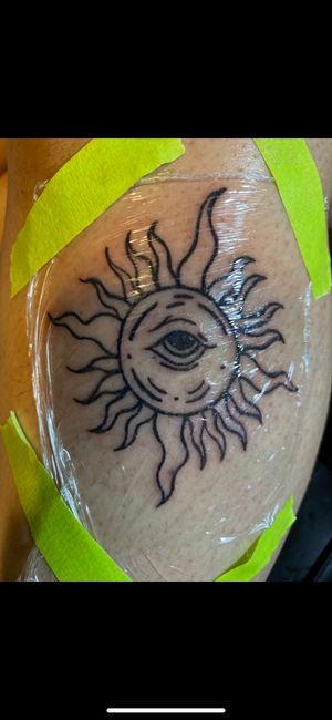 Sun tattoo on myself by myself 🌞