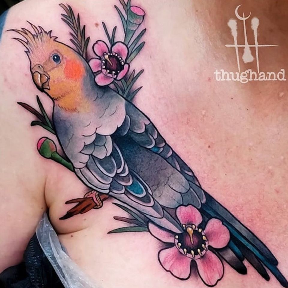 Tattoo by Doug Hand #DougHand #illustrative #philadelphia #neotrad #neotraditional #philly #bird #flower