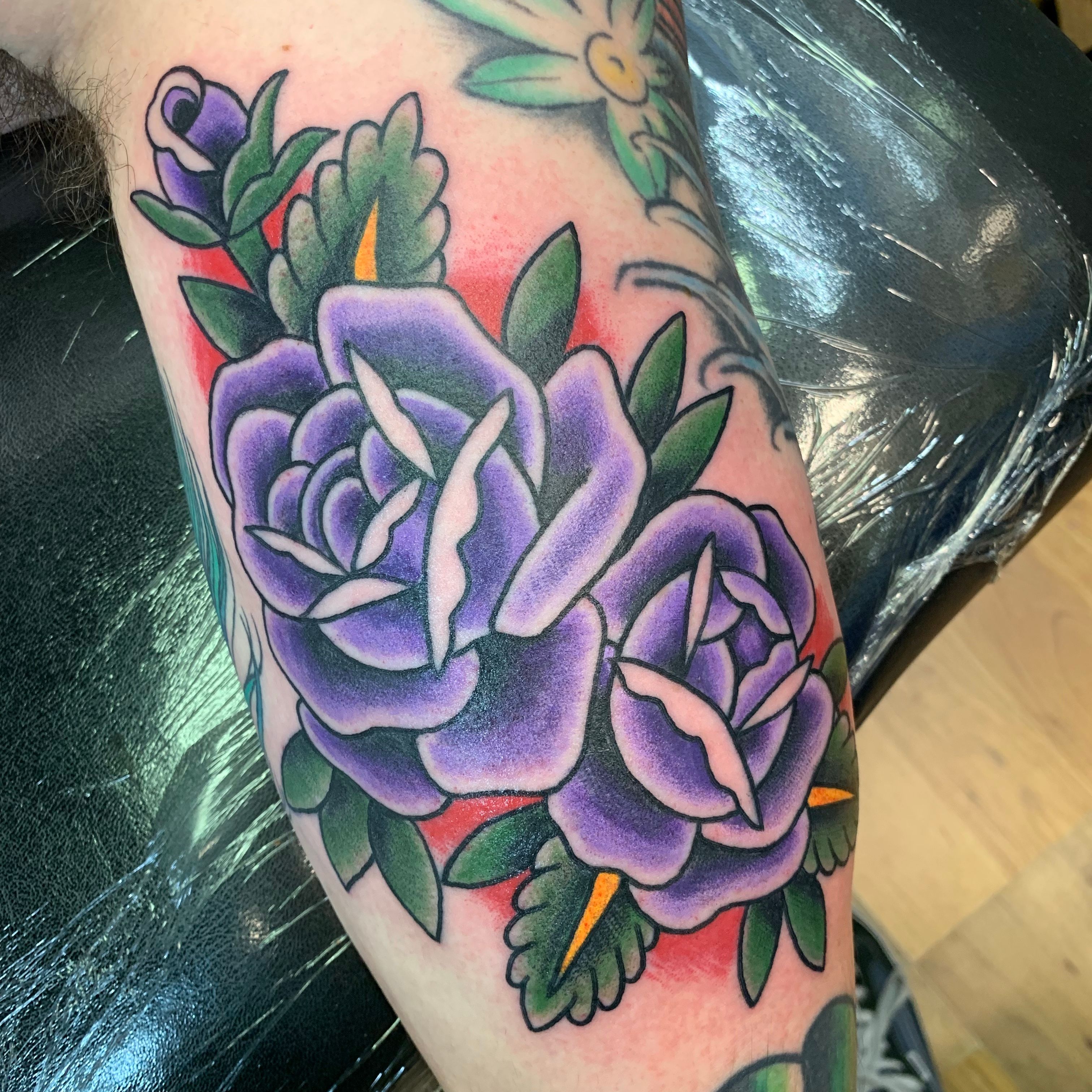 Tattoo uploaded by @stevethompsontattoo • Purple roses • Tattoodo