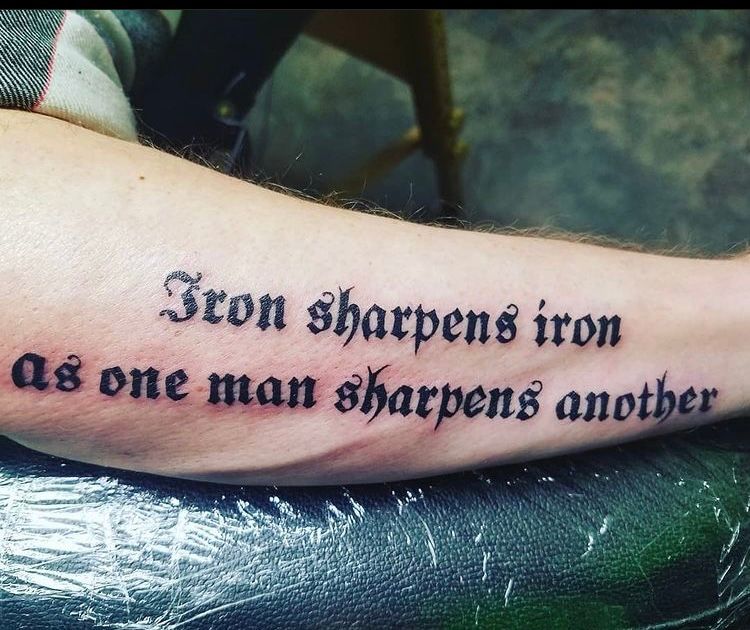 As Iron sharpens Iron so one man sharpens another  Proverbs 2717  Iron  sharpens iron Christian symbols Bestie tattoo