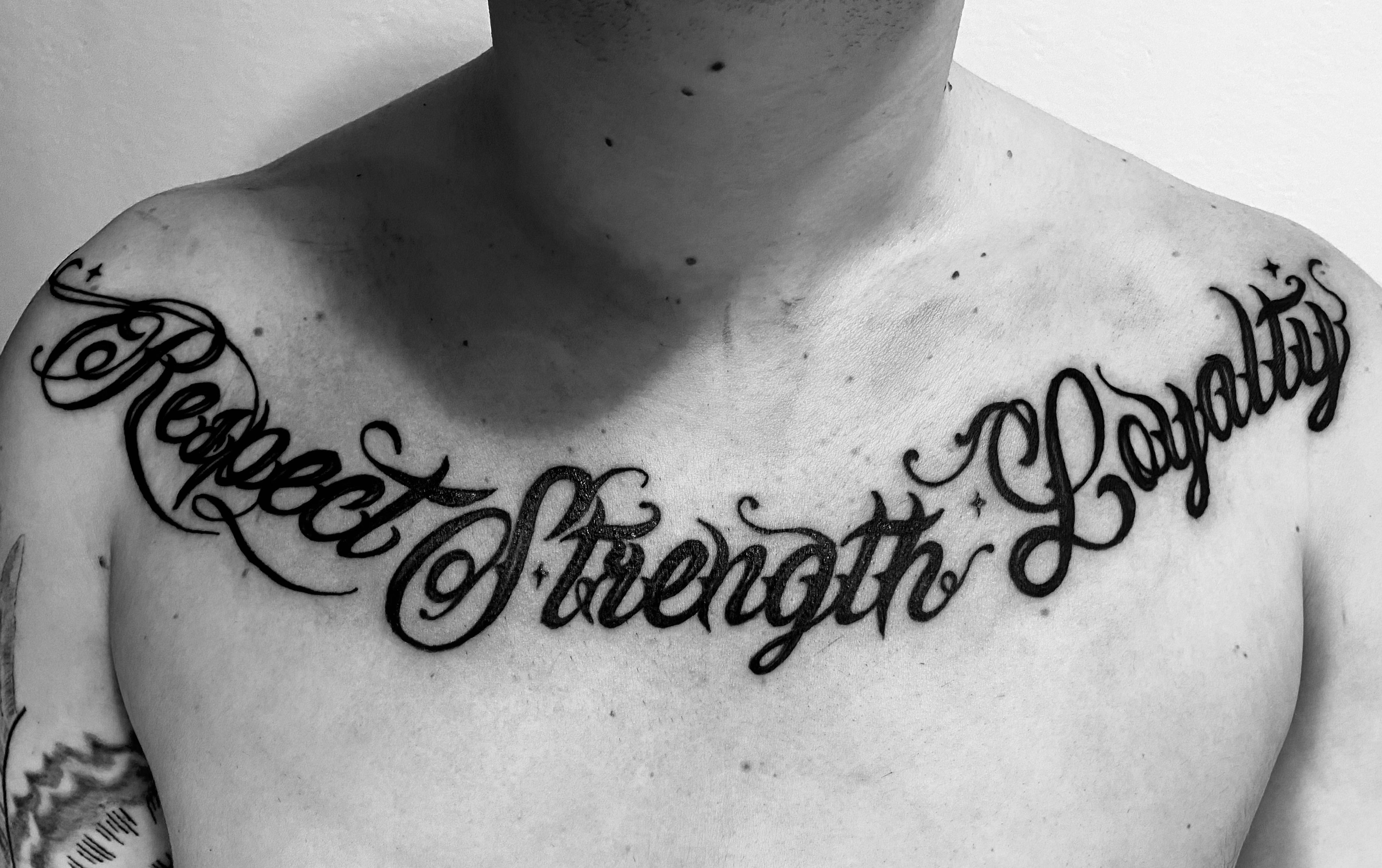 Strength Respect Loyalty Script Tattoo  Tattooed Now 