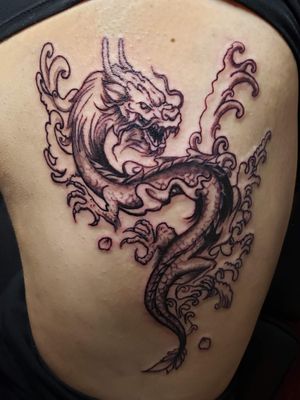1st session Dragon Thigh Tattoo