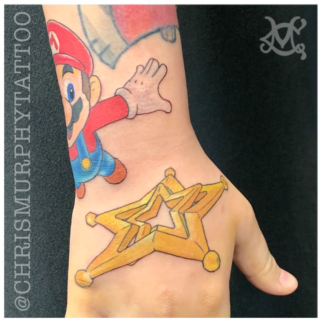 Mario Super Star  Star tattoos Trash polka tattoo Mario star