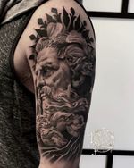 Black and gray Poseidon #tattoos 