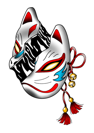Split Kitsune mask #kitsune #japanesetattoos #masktattoo