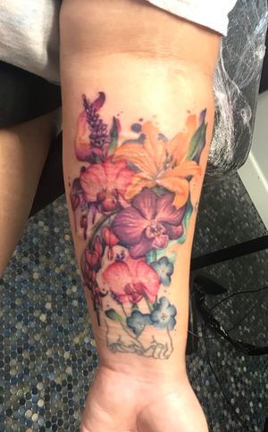 Watercolor floral scar cover up 