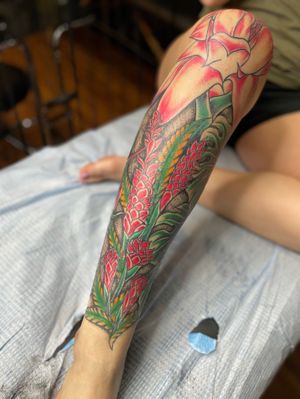 Torch Ginger on a Floral leg sleeve I’m doing 
