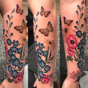 Tattoo fix up. Added more floral, color, and butterflies. 