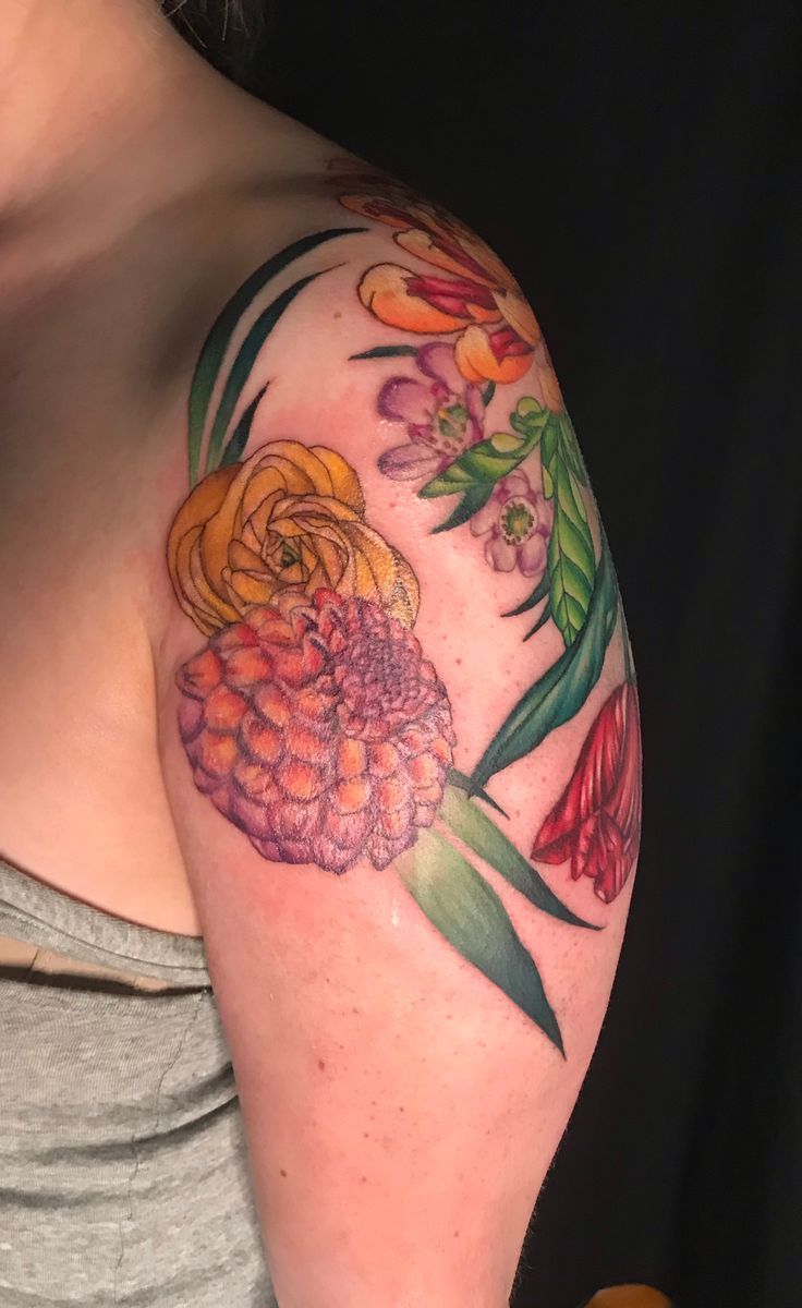 Tattoo Uploaded By Hannah Floral Shoulder Piece Tattoodo