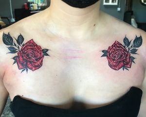 Rose chest tattoo