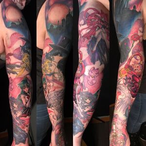 Tattoo uploaded by Hannah • Sailor moon sleeve. 4 tattoo cover and multiple  self harm scar cover ups. • Tattoodo