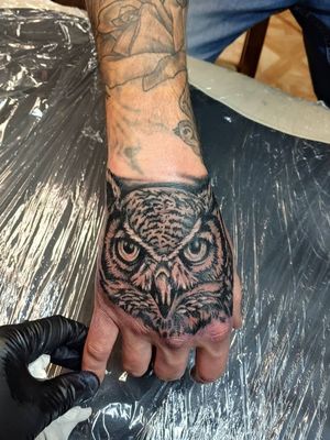 Tattoo Owl hand. Ryan Karagory Division 101 Tattoo Co. :)