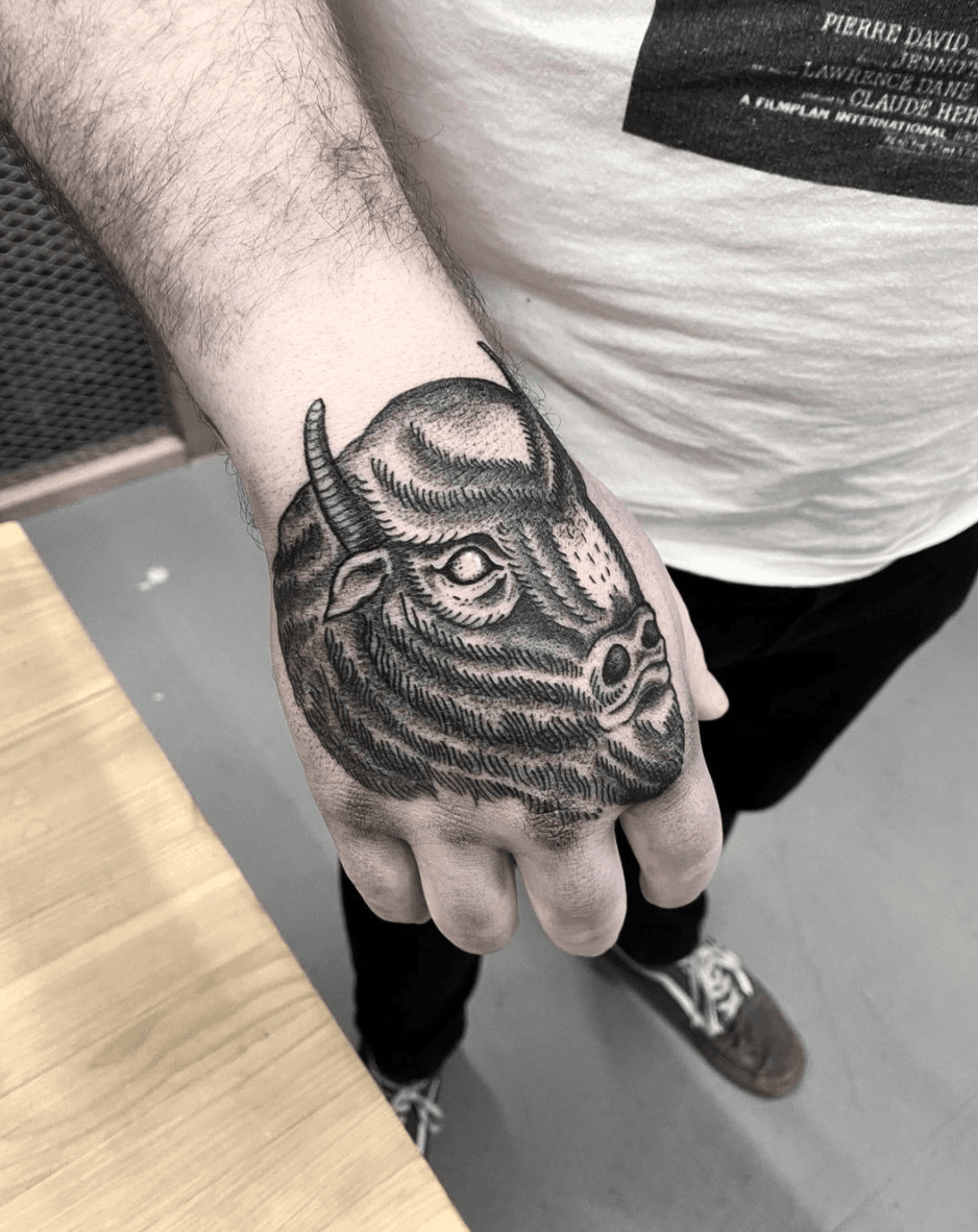 Bicycle Tattoo on Tumblr: American traditional buffalo head tattoo by  Nicholas Green, while he's out there living that convention life.