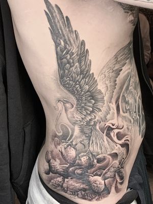 Chicano black & gray tattoo Mexican eagle by Erik 