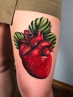 Strawberry heart surrealism realism tattoo